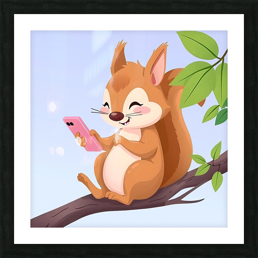 THE SQUIRREL GOT A FUNNY MESSAGE Picture Frame print