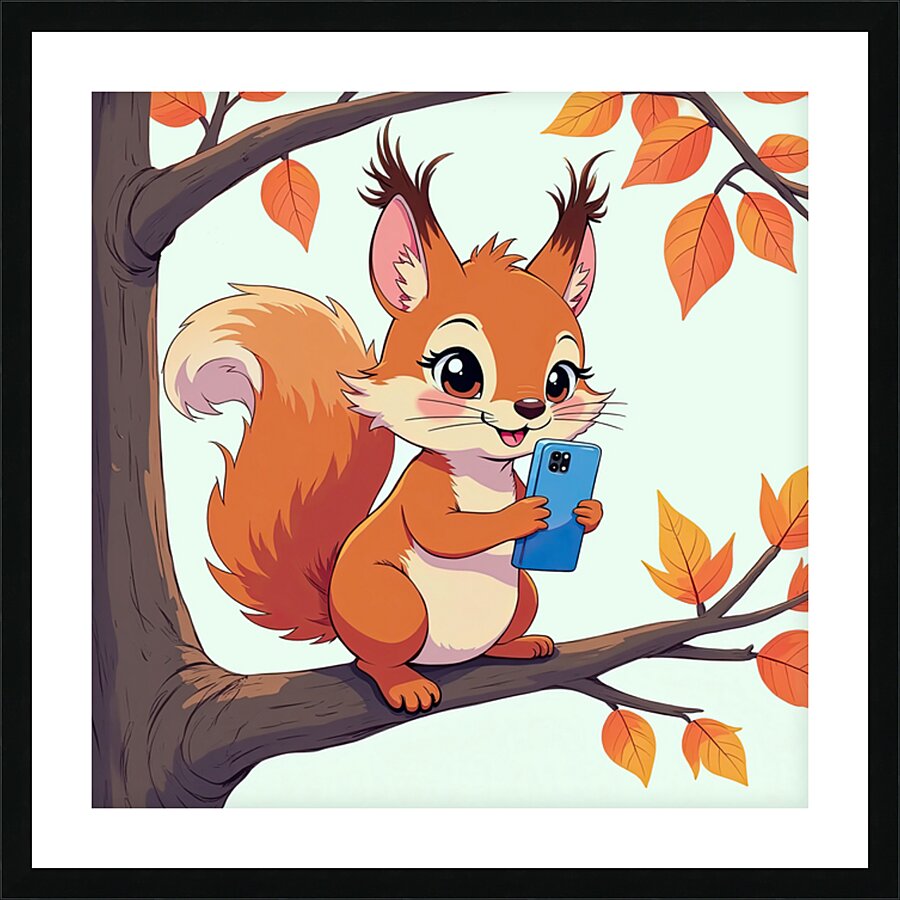 SQUIRREL WITH SMARTPHONE 1 Picture Frame print