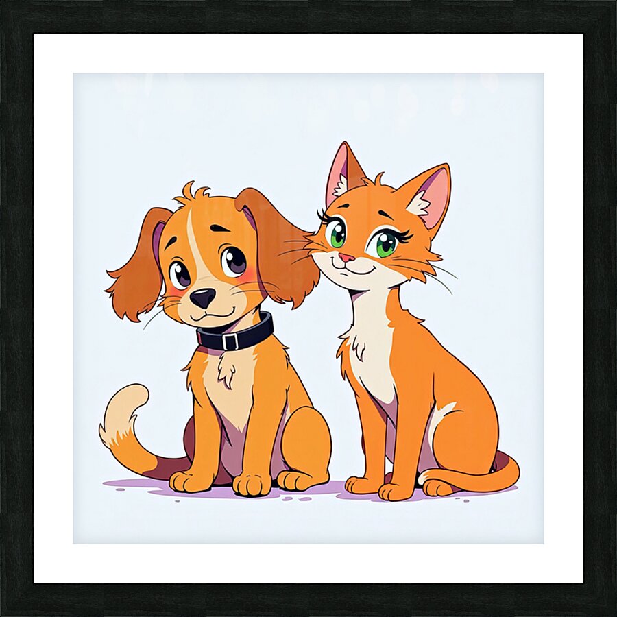 FRIENDSHIP BETWEEN DOG AND CAT Picture Frame print