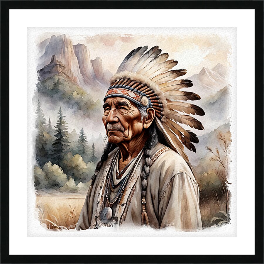 NATIVE AMERICAN CHIEF Picture Frame print