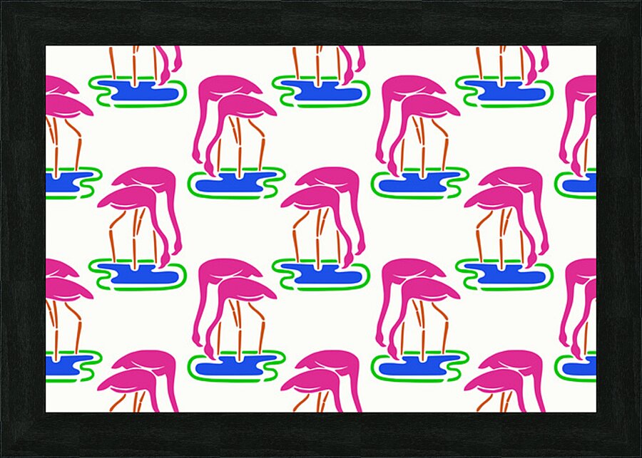 SEAMLESS PATTERN WITH FLAMINGOS Picture Frame print