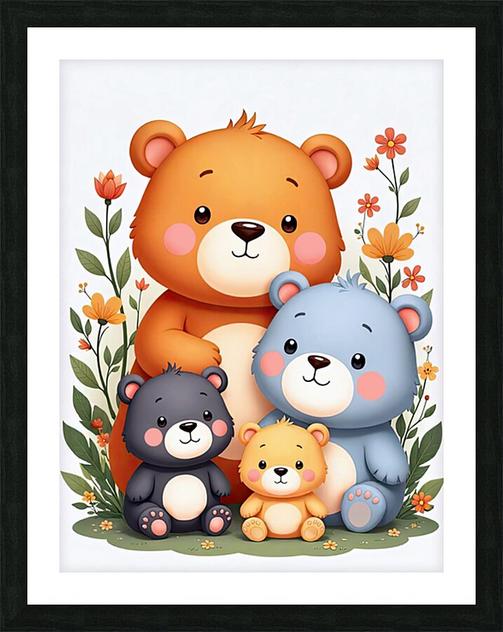FOUR CUTE TEDDY BEARS Picture Frame print
