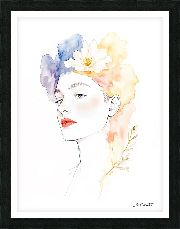 DELICATE FEMALE PORTRAIT Picture Frame print