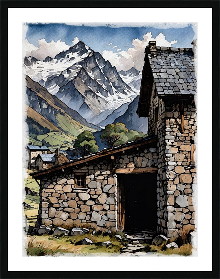 ALPINE COW BARN Picture Frame print