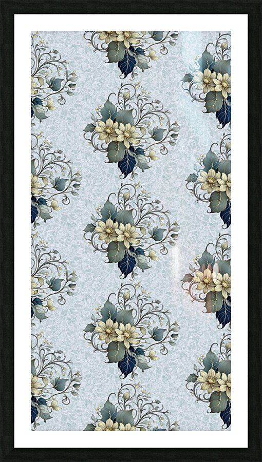 SEAMLESS FLORAL VERTICAL  PATTERN 3 Picture Frame Printing
