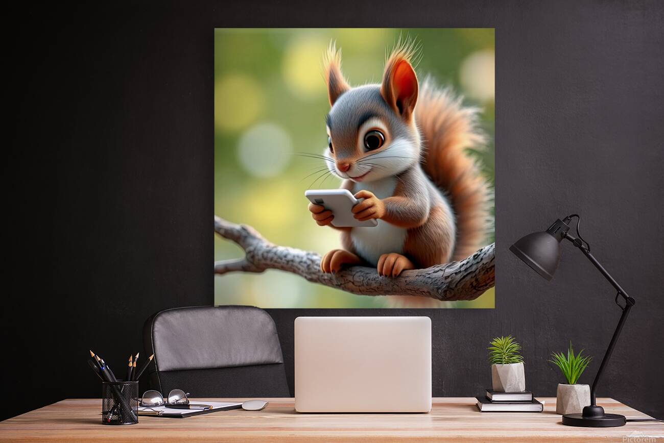 SQUIRREL WITH SMARTPHONE 2 Reproduction