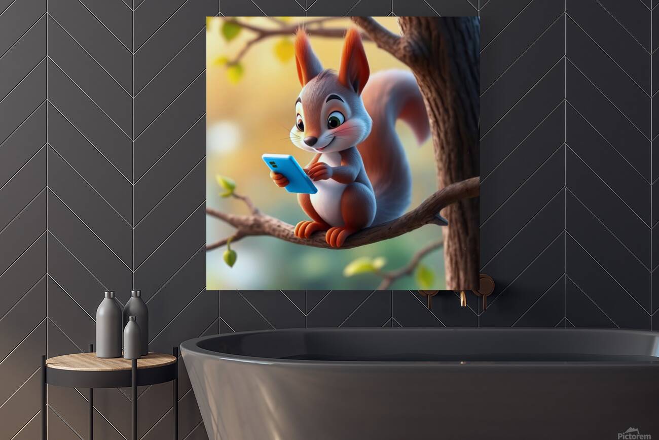 SQUIRREL WITH SMARTPHONE 3 Reproduction