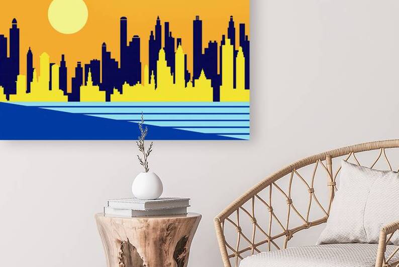 SKYLINE IN YELLOW AND BLUE by Sergio Cerrato