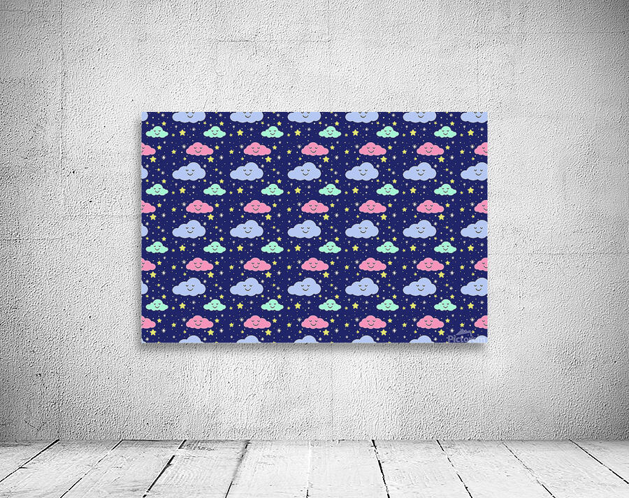 SEAMLESS PATTERN WITH STARS AND CLOUDS Wall Preview