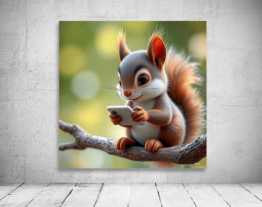SQUIRREL WITH SMARTPHONE 2 Wall Preview