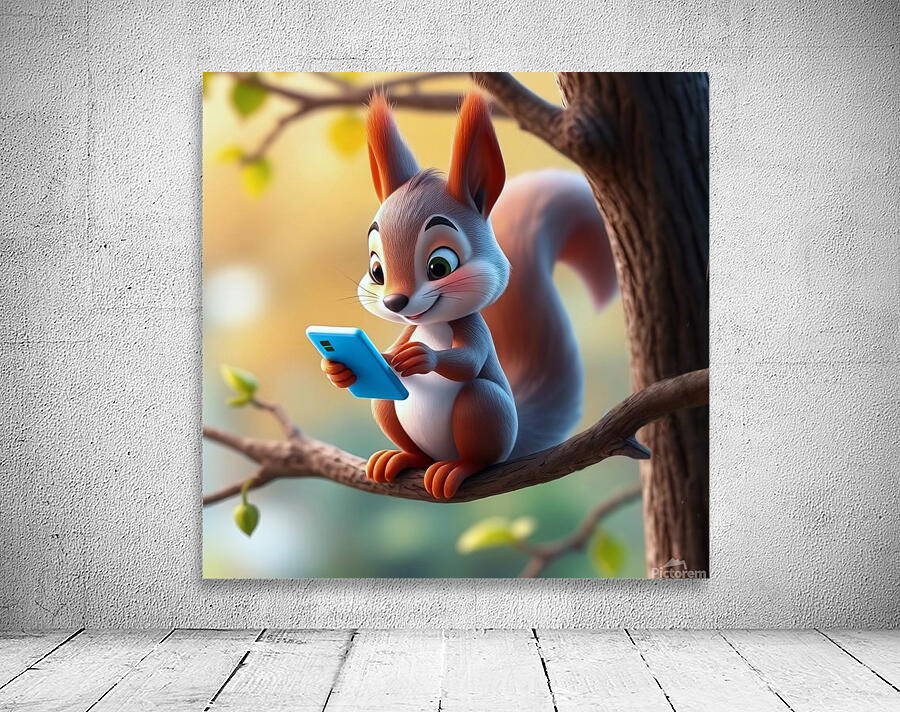 SQUIRREL WITH SMARTPHONE 3 Wall Preview