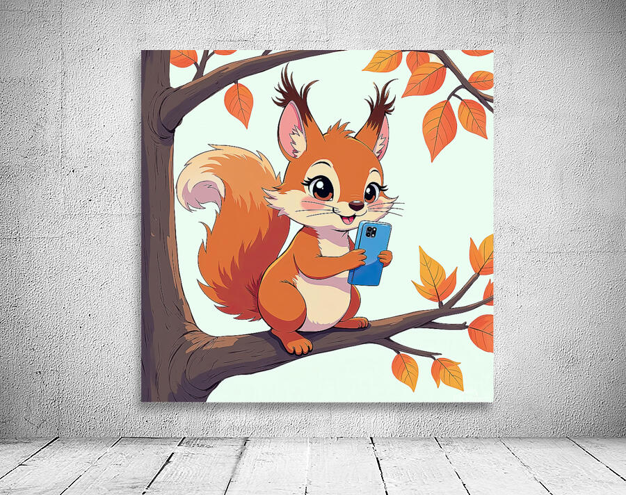 SQUIRREL WITH SMARTPHONE 1 Wall Preview