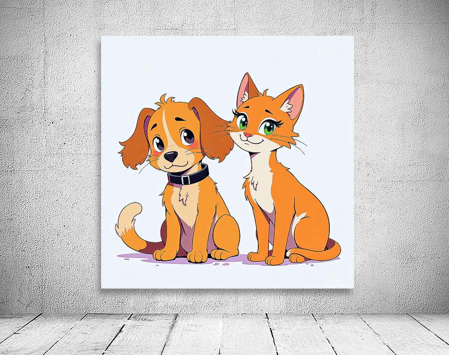 FRIENDSHIP BETWEEN DOG AND CAT Wall Preview