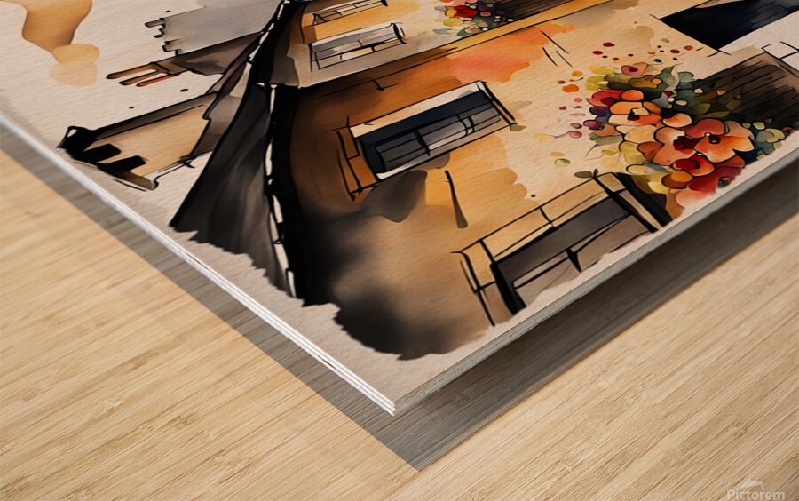 MEDIEVAL VILLAGE Wood print