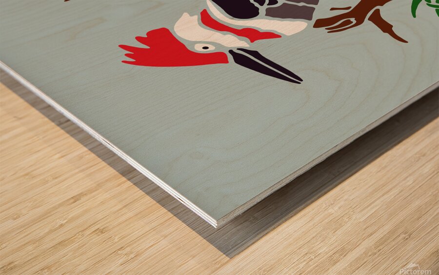 RED-HEADED WOODPECKER Wood print