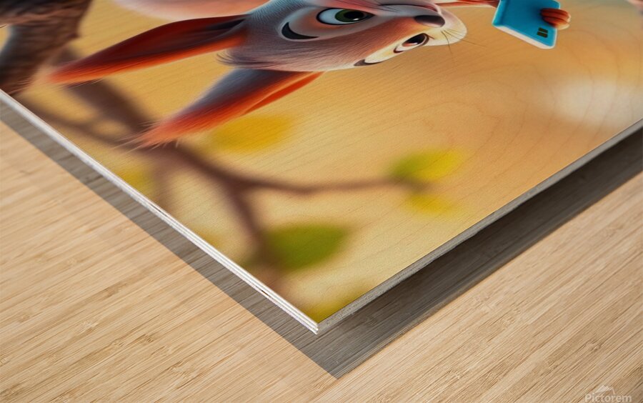 SQUIRREL WITH SMARTPHONE 3 Wood print