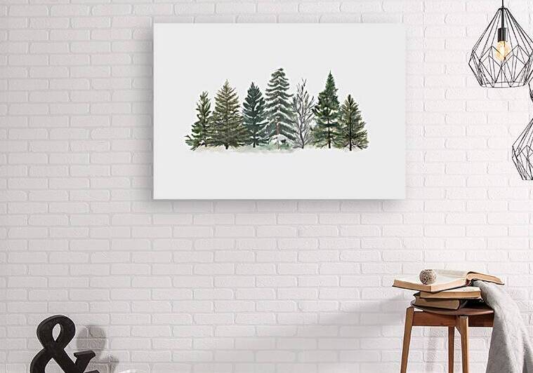 Minimalist Watercolor Evergreen Trees Art Print by Rose art