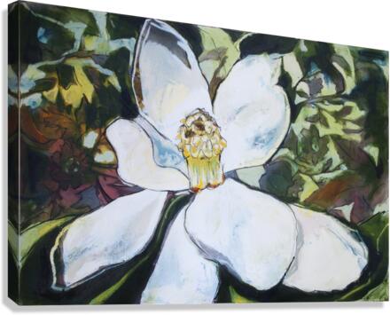 Magnolia with Wallpaper Pattern Canvas Print