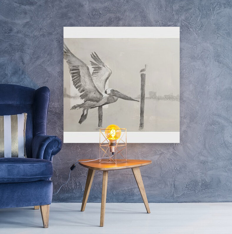 Flying Pelican Graphite Study Reproduction