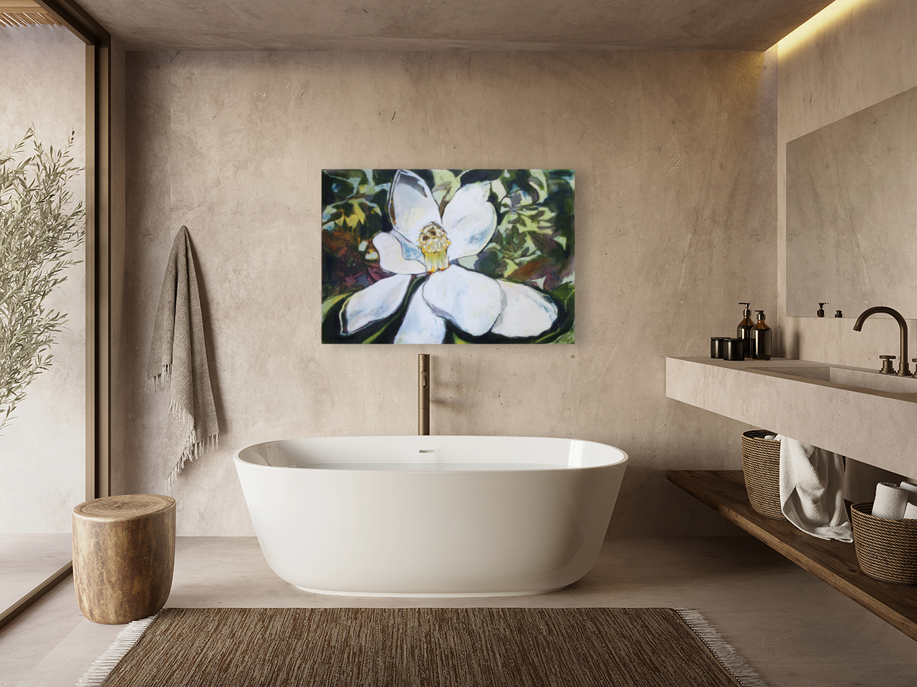 Magnolia with Wallpaper Pattern Reproduction