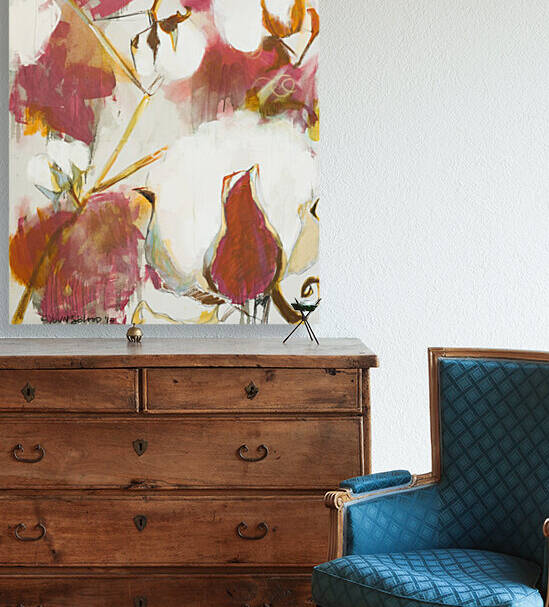 Large Louisiana Cotton with Deep Red by Caroline Youngblood