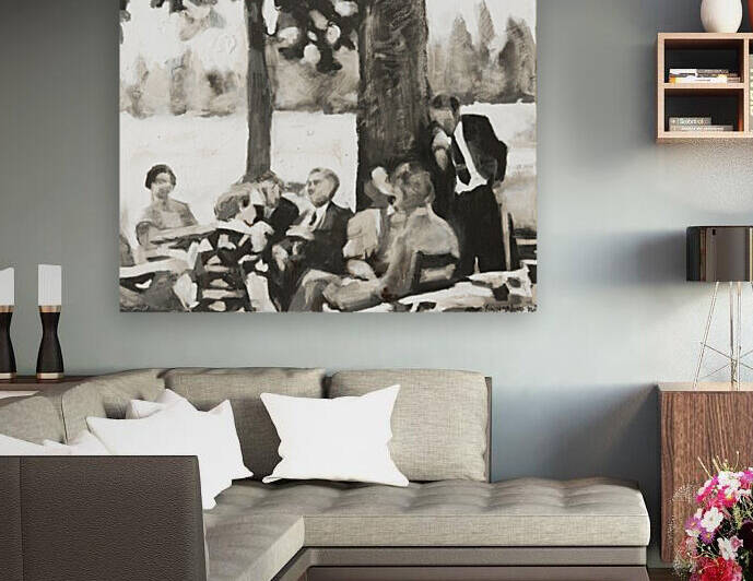 Guests Seated Under Tree Riverton 1937 by Caroline Youngblood