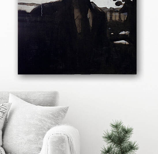 Man with Hat Silhouette  Riverton 1937 on Burlap by Caroline Youngblood