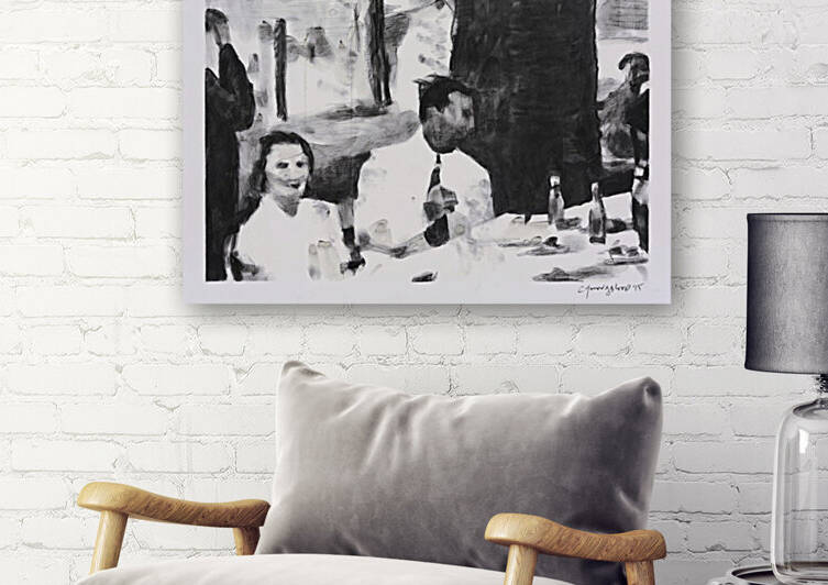 Couple Seated at Table Under Pecan Tree Riverton 1937 by Caroline Youngblood