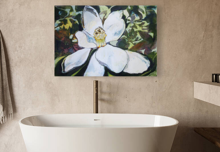 Magnolia with Wallpaper Pattern Reproduction
