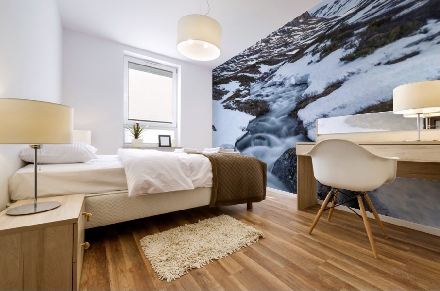 Snow Melting River Mural print
