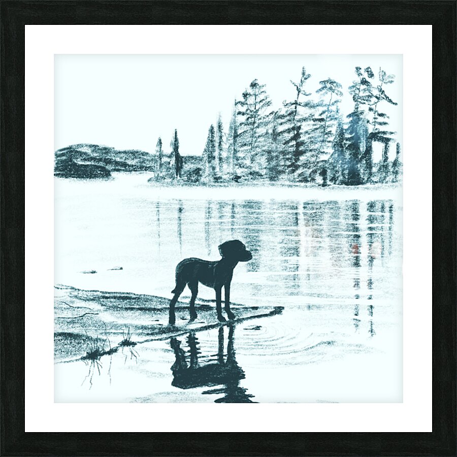 Summer Scene - Lakeside Dog Picture Frame print