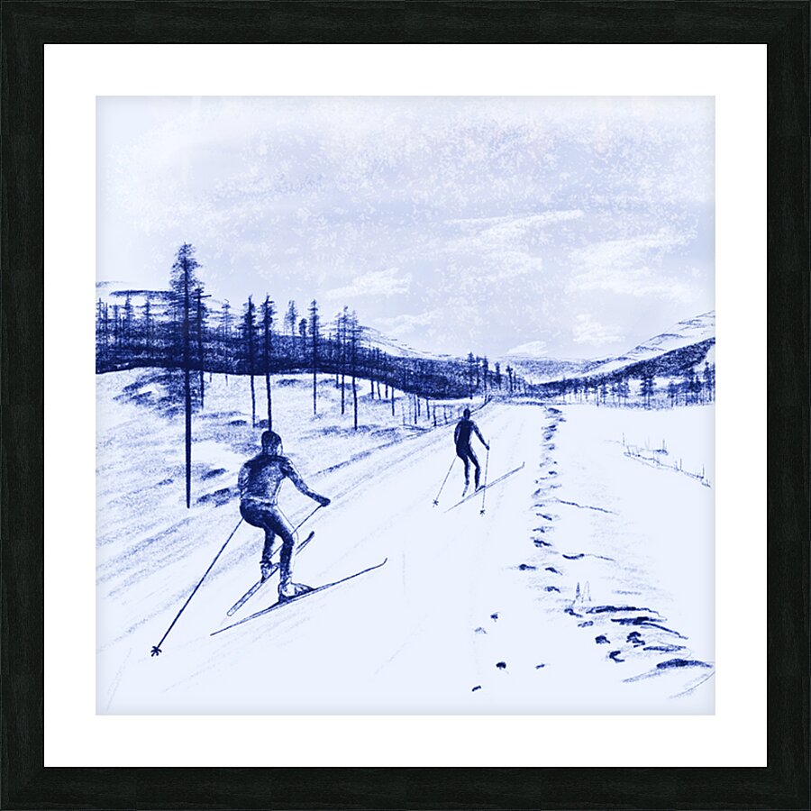Winter Scene - Skiers Picture Frame print