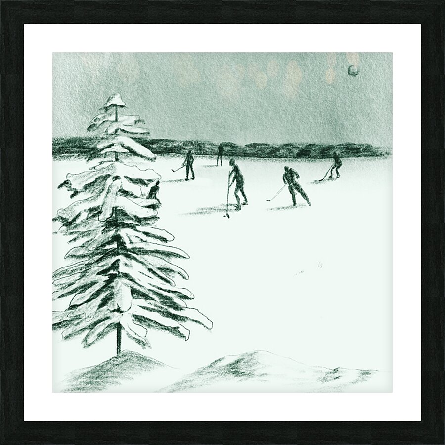 Winter Scene - Skaters Picture Frame print