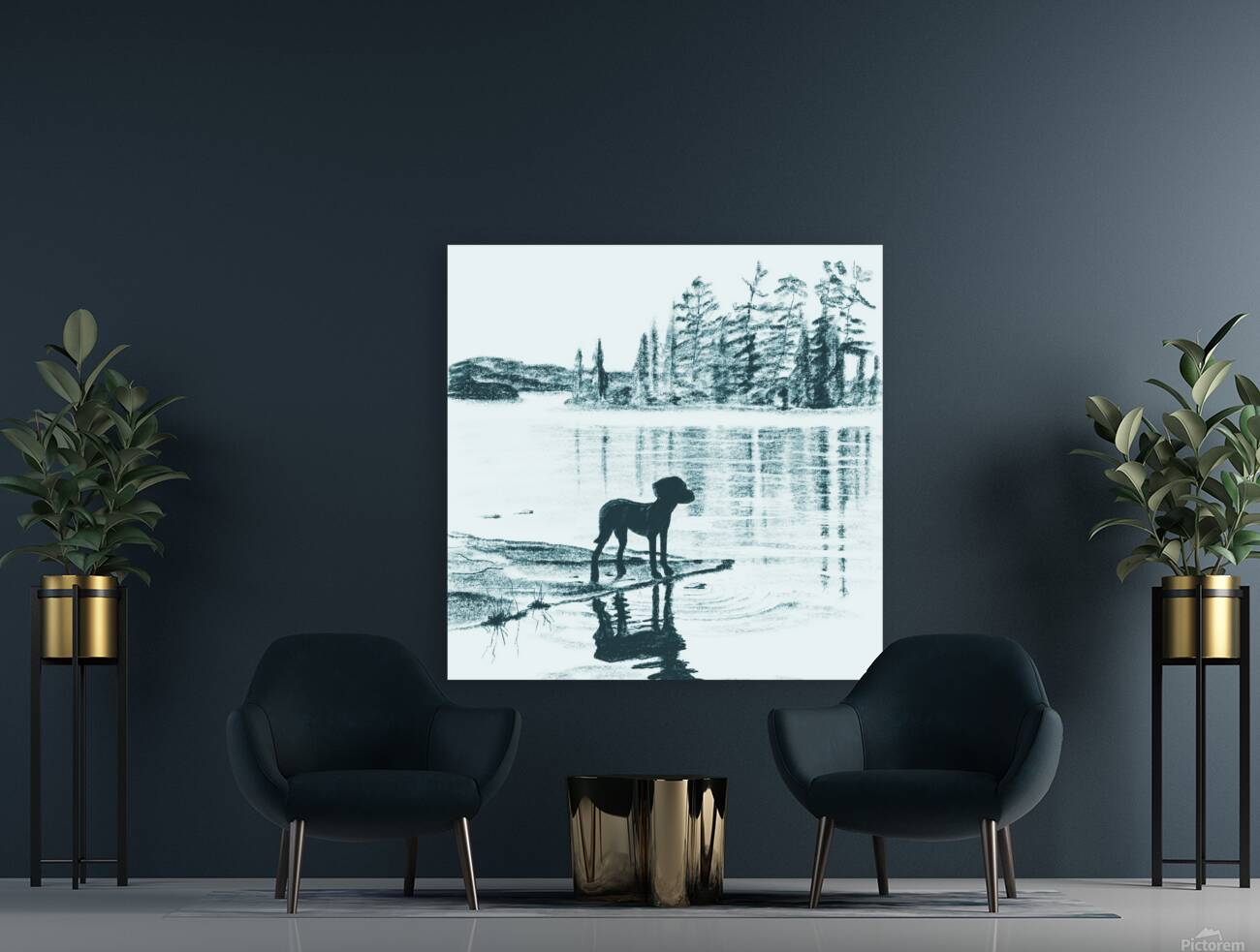 Summer Scene - Lakeside Dog Reproduction