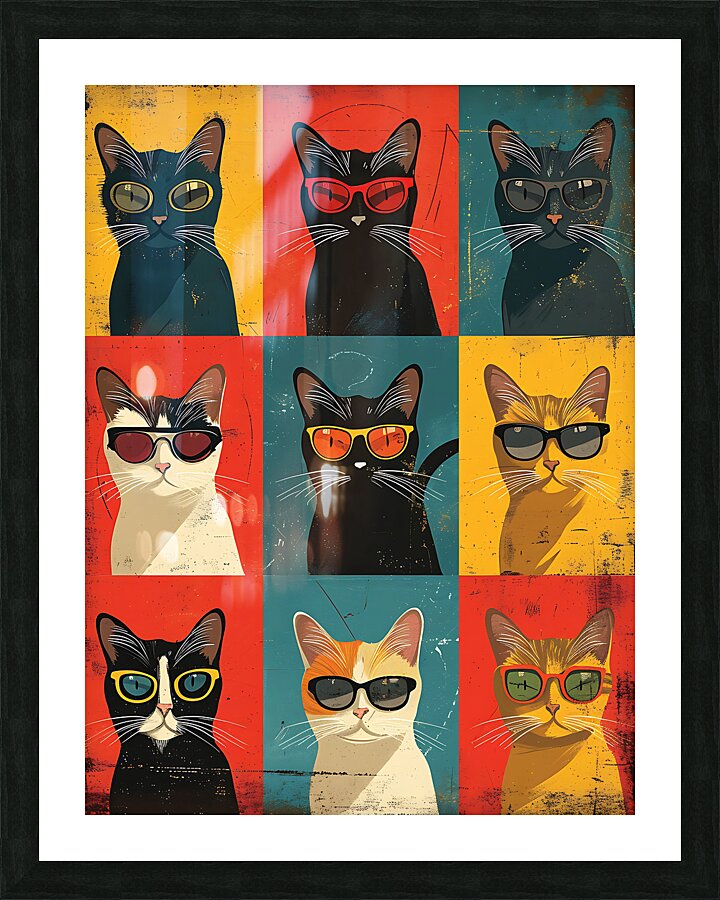 Fantastic Funky Cats  Picture Frame print
