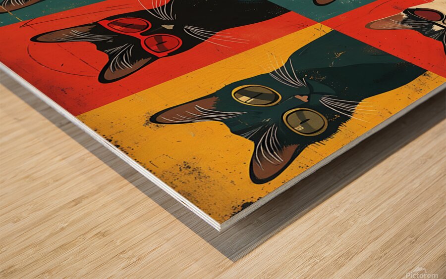Fantastic Funky Cats  Wood print