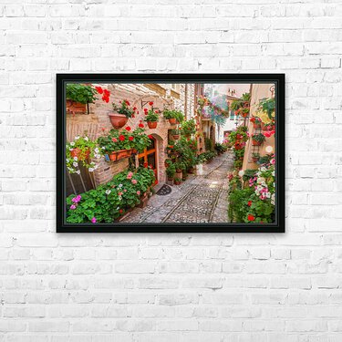 Leyiyi 10x7ft Italian Town Street Alley Backdrop Spring Flowers Blossom Medieval Architecture Summer Holiday Travel Europe Photo Background Children Baby Adults Wedding Portrait Shoot Studio Prop