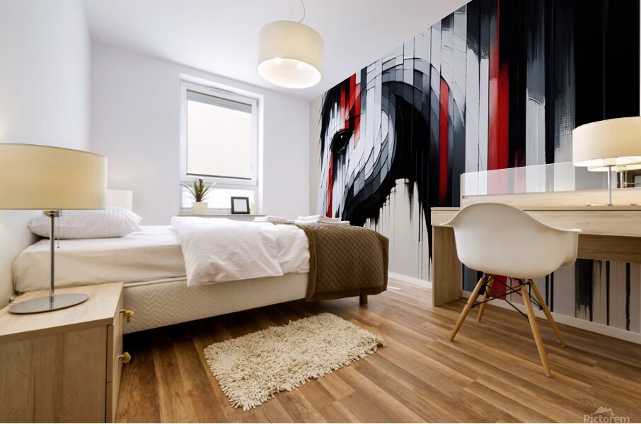 Glitch Art Horse  Bold Red & Black Abstract Art Print Digital Download Modern Wall Art for Home or Office Decor Mural print