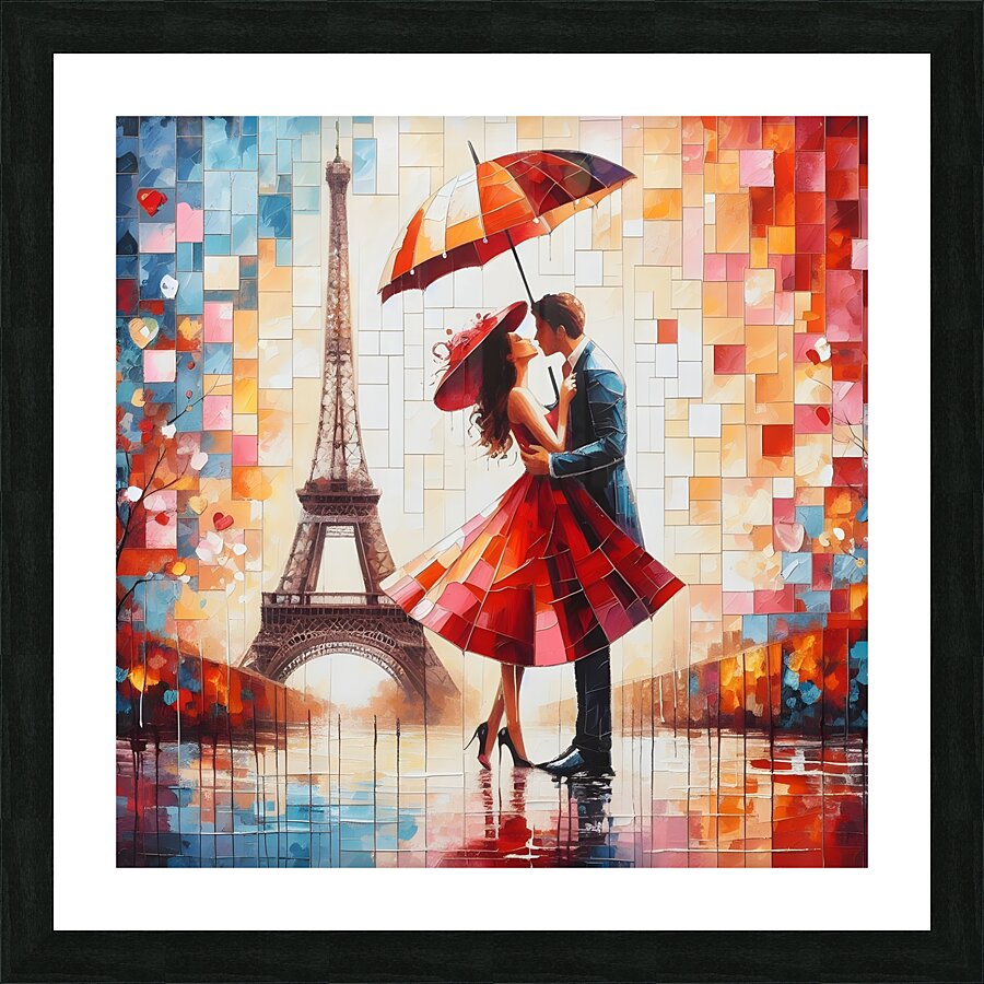 Romantic Couple Scene In France Nights Picture Frame print