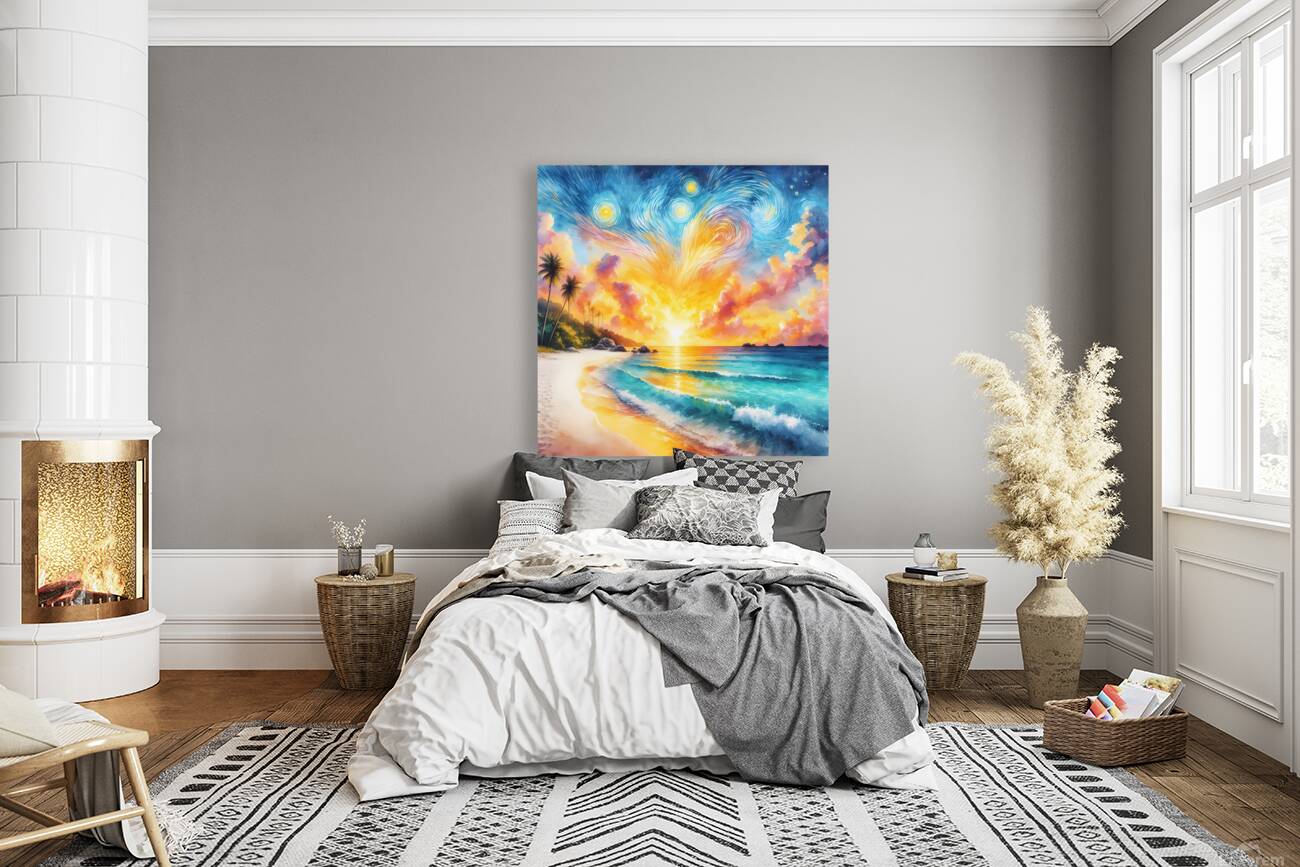 Celestial Dreamscape Wall Art - Captivating Starry Sky Painting Reproduction