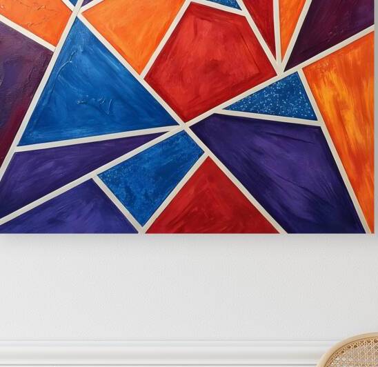 Vibrant Abstract Geometric Art  Modern Colorful Acrylic Painting Canvas Print Bold Wall Art for Home Decor by Pro Designs 77