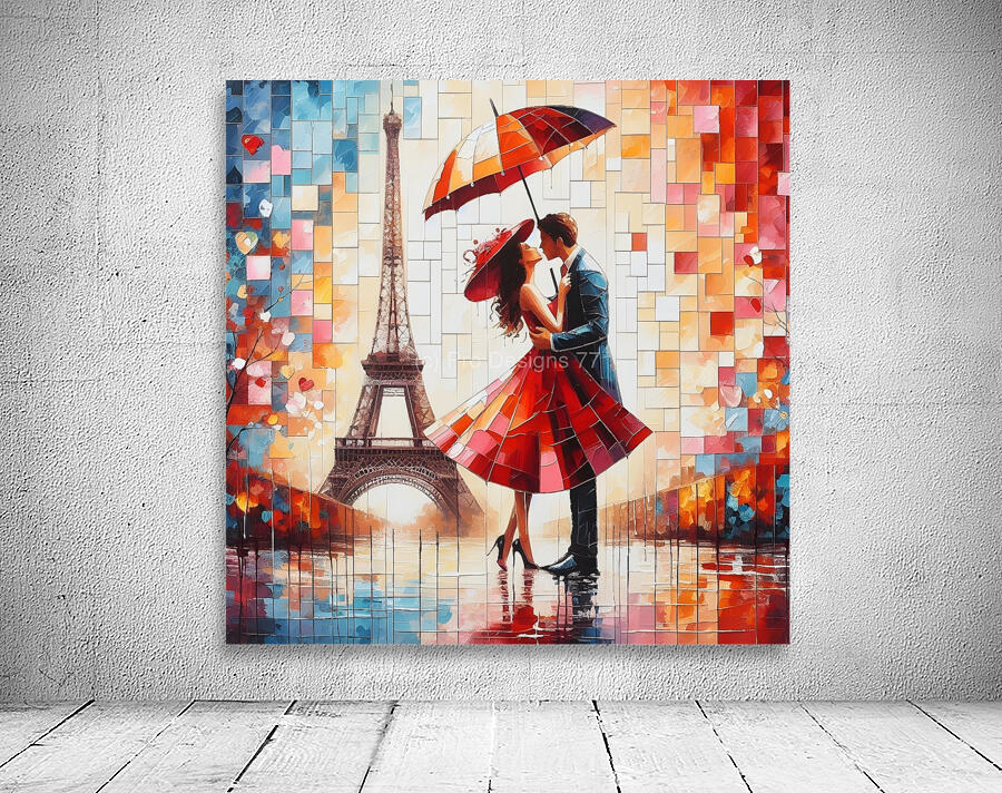 Romantic Couple Scene In France Nights Wall Preview