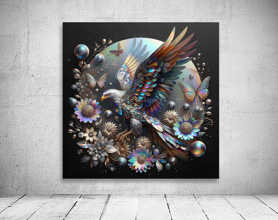Bronze Eagle With Flowers Wall Preview