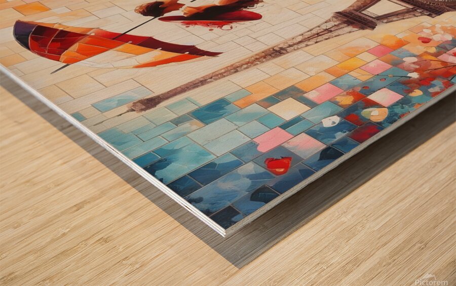 Romantic Couple Scene In France Nights Wood print