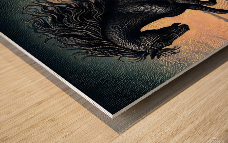 Black Horse On The Beach Wood print