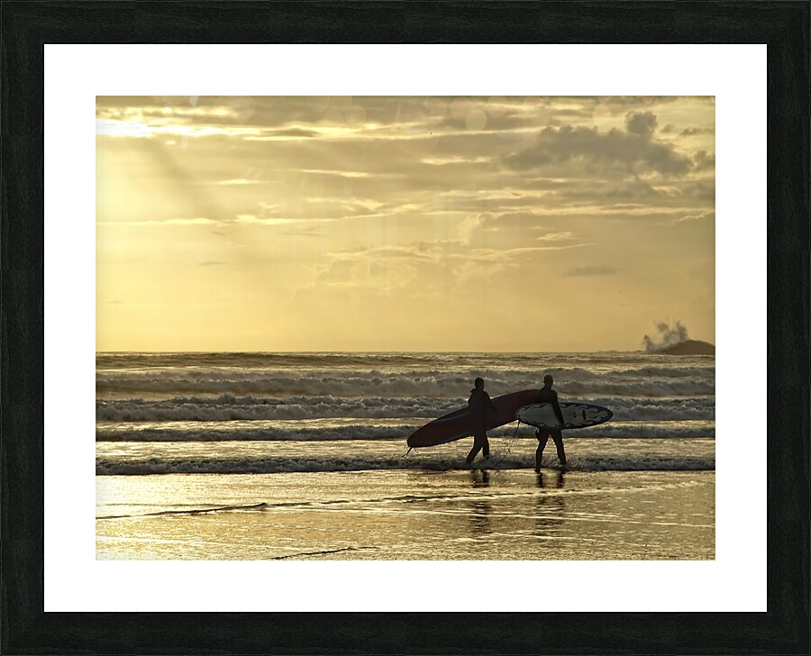 Cox Bay surfing sunset Picture Frame print