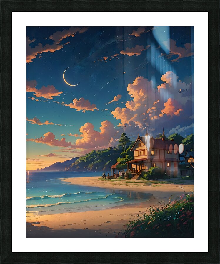 Residential area overlooking sunset clouds scaly Picture Frame print