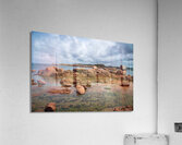 Boulders and clouds. Pink Granite Coast  Acrylic Print
