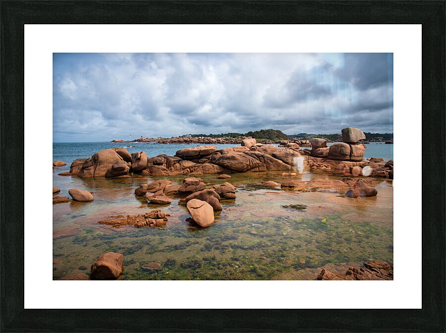 Boulders and clouds. Pink Granite Coast  Picture Frame print