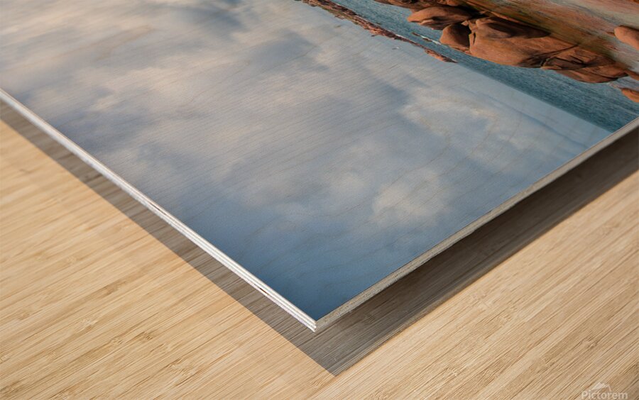 Boulders and clouds. Pink Granite Coast  Wood print